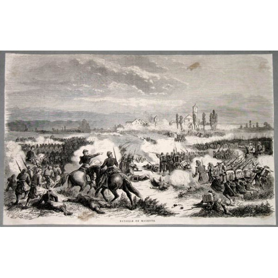 Битва при Мадженте. 1850-е. Франция. Ксилография