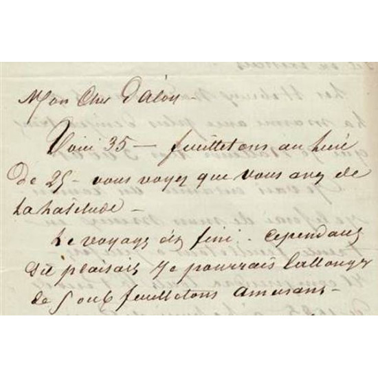 Письмо А.Дюма Питеру Далозу от 2 июля (1862?) о контракте на роман. Оригинал. ПРОДАНО