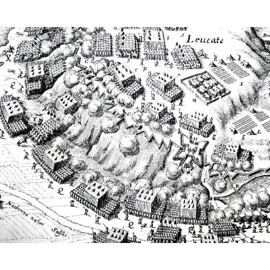 1650-е. "Вид осады и битвы за Лангедок в 1637 году". Мериан. ПРОДАНО