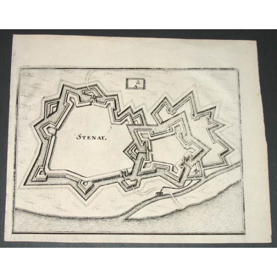 Гравюра № 222. Старинный чертеж крепости Стенай (Stenay). М.Мериан. 1650-е