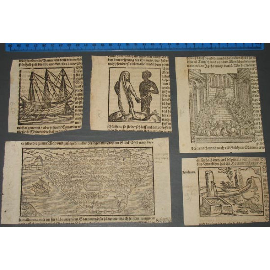 1550-1595 гг. 5 гравюр из книги Космография. Мюнстер. (к.8)