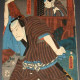 Тойокини. Самурай. 1840-е. Япония. Цветная ксилография. ОРИГИНАЛ