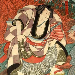 Куниёши. Самурай. 1840-е. Япония. Цветная ксилография. ОРИГИНАЛ