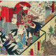 Чушингура. Битва самураев. 1890. Триптих. Старинная японская цветная графика. 
