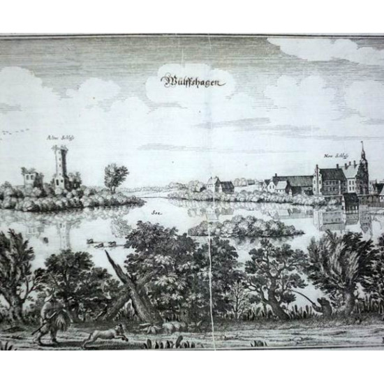 Гравюра № 235. Welffshagen. Мериан.  1650-е. Германия. Оригинал.