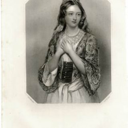 Гравюра № 307. Портрет красивой девушки. Франция. 1854 г. Гравер Джон Райт.