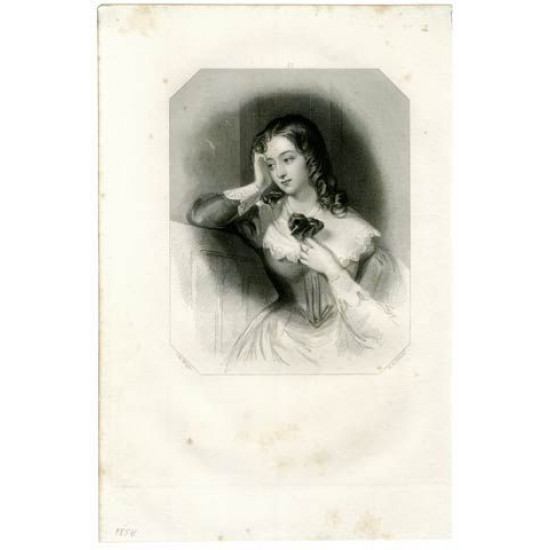 Гравюра № 320. Задумчивая девушка. Франция. 1854.