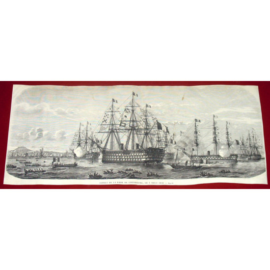 Вид на гавань Шербура. Ксилография. Франция. 1858. ПРОДАНО