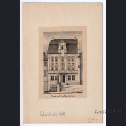Гравюра № 385. Haus auf dem Marktplatz. 19 век. Офорт